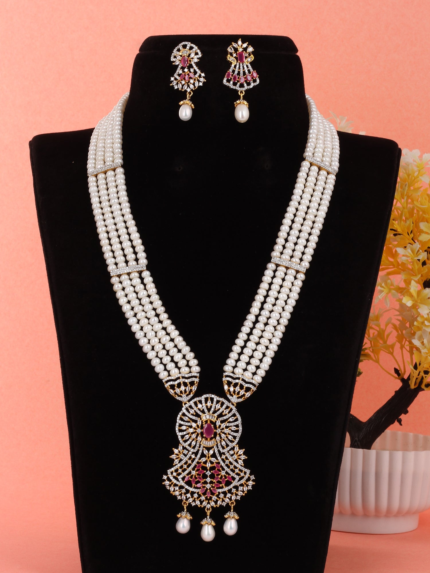 Real Natural Fresh Water Pearls Rani Haar Set With Certificate(D.No ADPRLS1990)