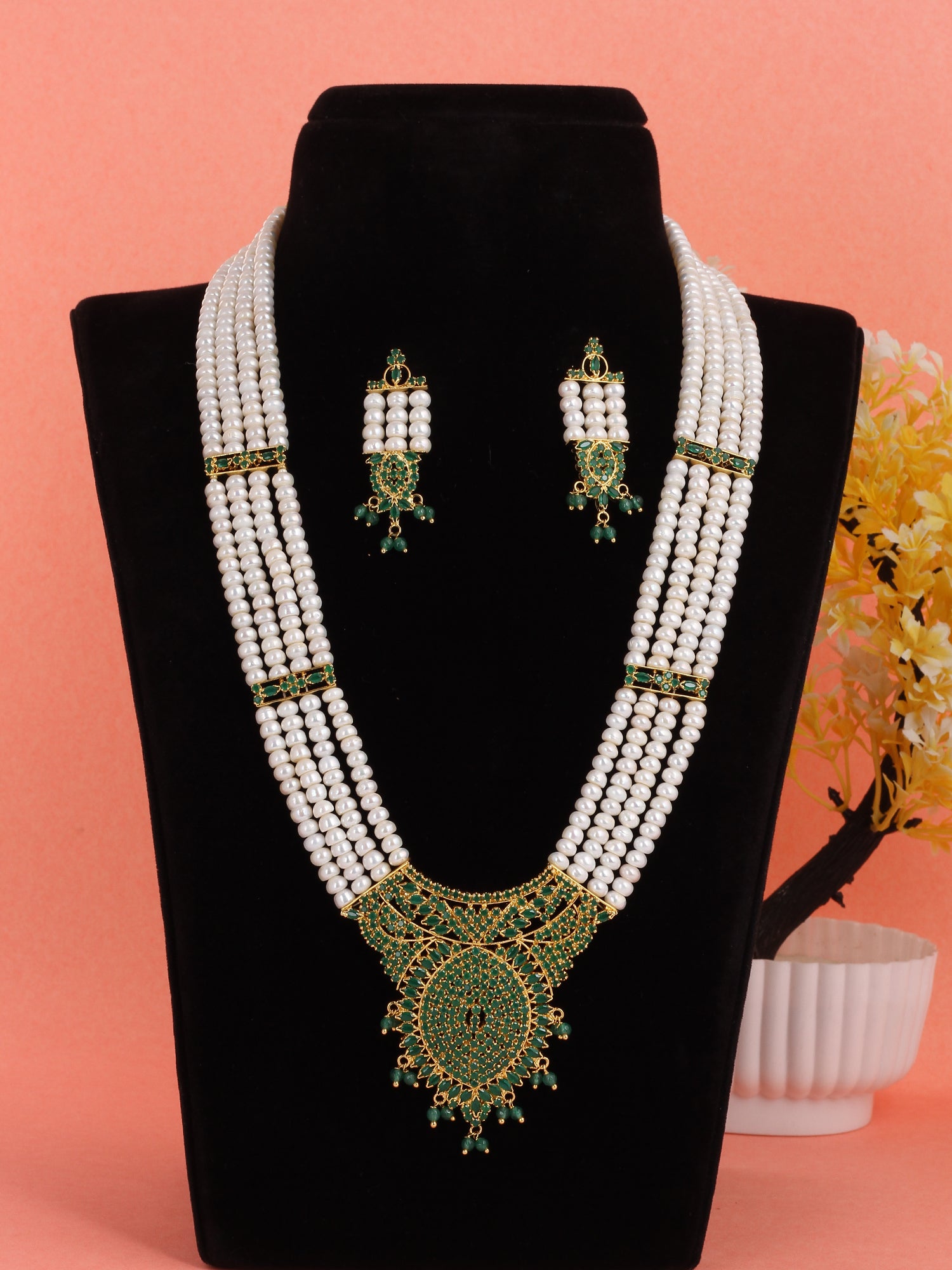 Real Natural Fresh Water Pearls Rani Haar Set With Certificate(D.No ADPRLS1995)