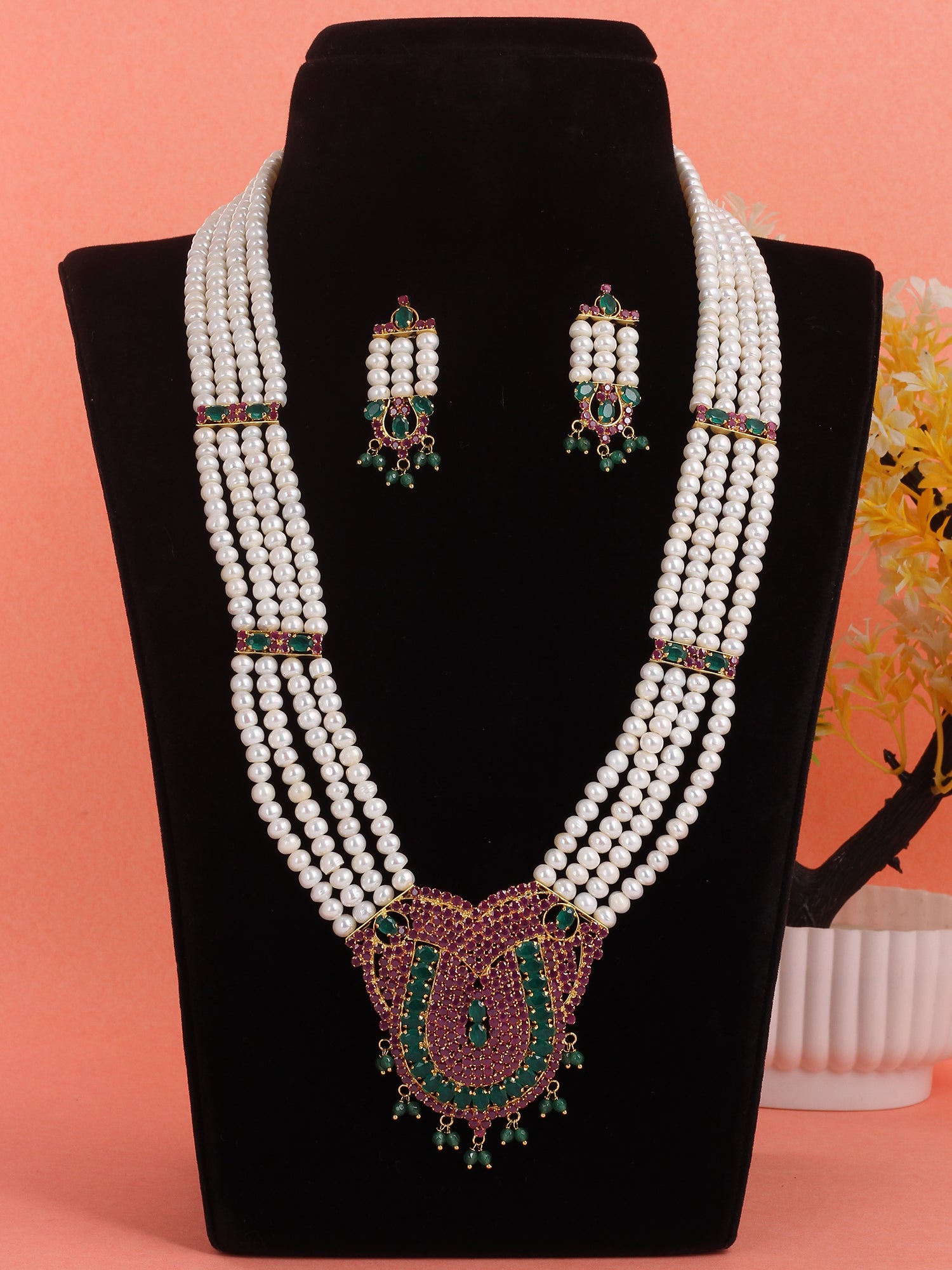 Real Natural Fresh Water Pearls Rani Haar Set With Certificate(D.No ADPRLS1998)