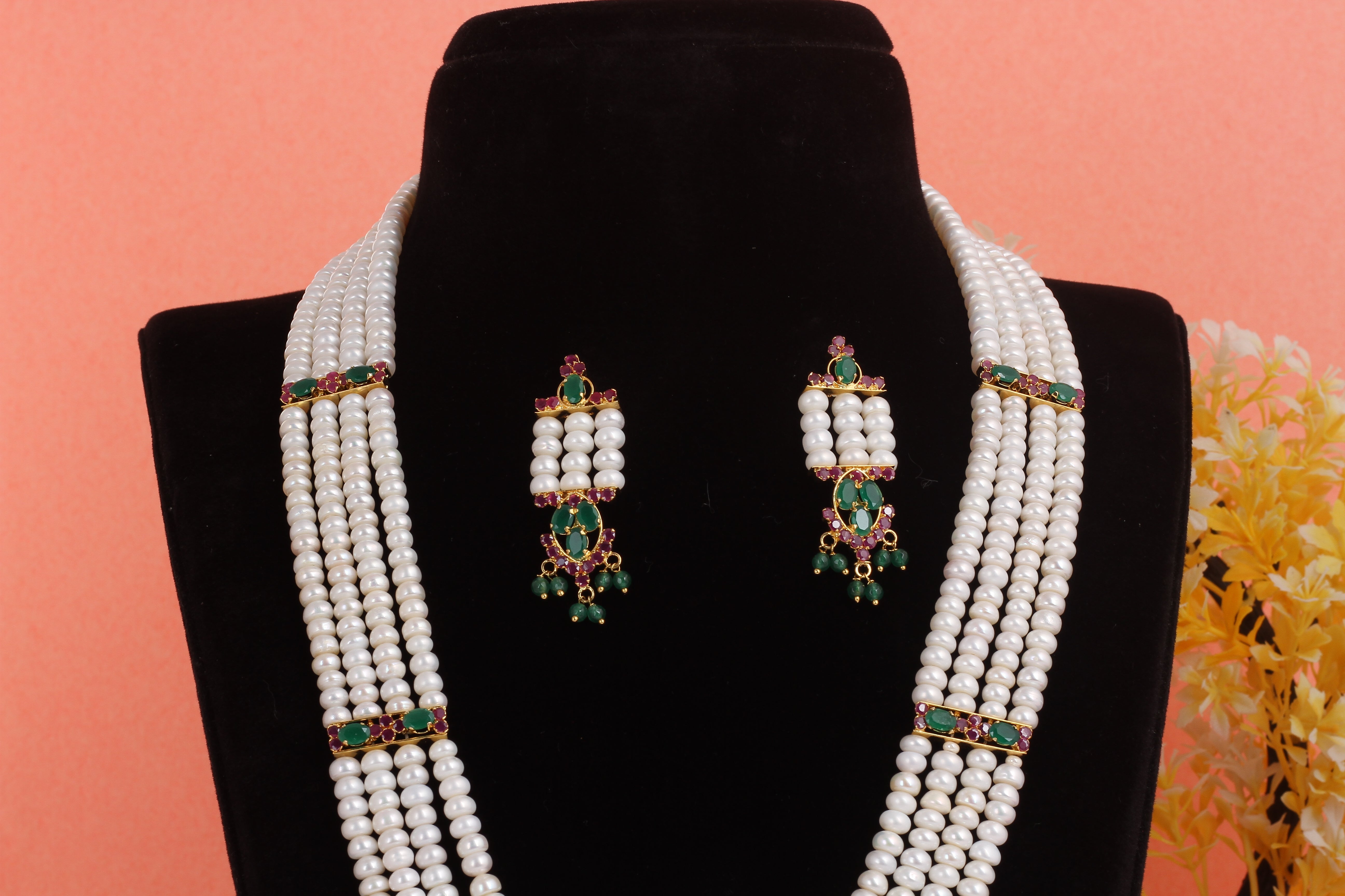 Real Natural Fresh Water Pearls Rani Haar Set With Certificate(D.No ADPRLS1999)