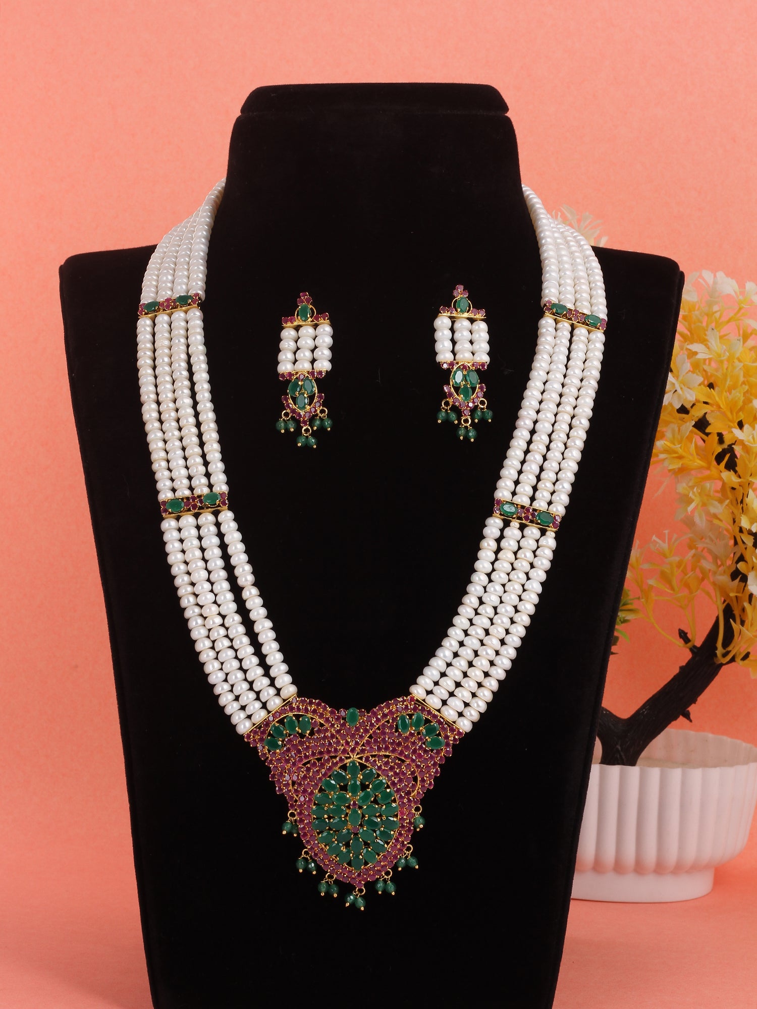 Real Natural Fresh Water Pearls Rani Haar Set With Certificate(D.No ADPRLS1999)