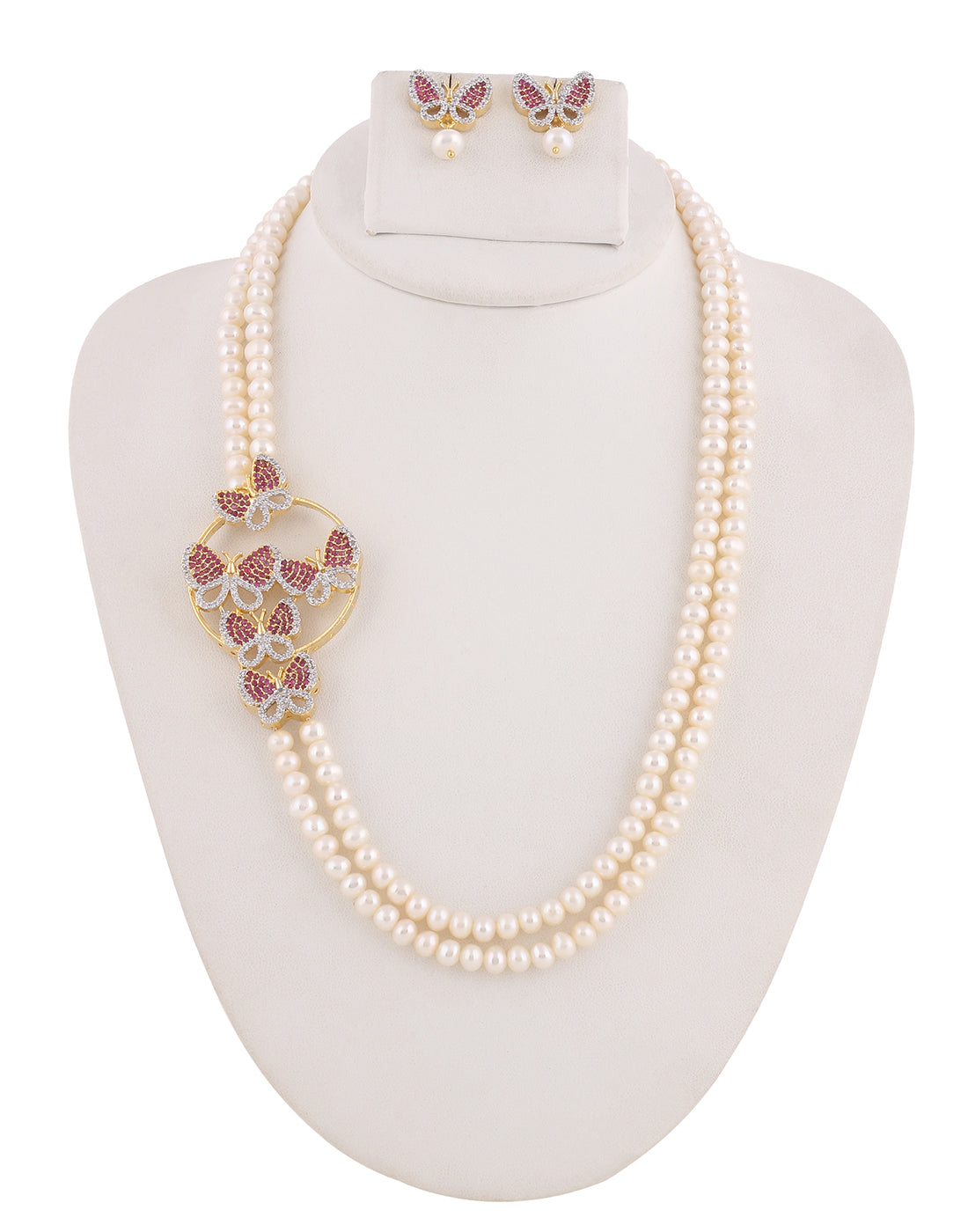Real Natural Fresh Water Double String Pearl Set For Women With Certificate(D.No ADPRLS2001)