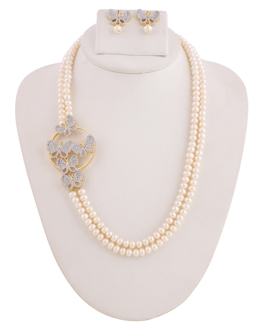 Real Natural Fresh Water Double String Pearl Set For Women With Certificate(D.No ADPRLS2004)