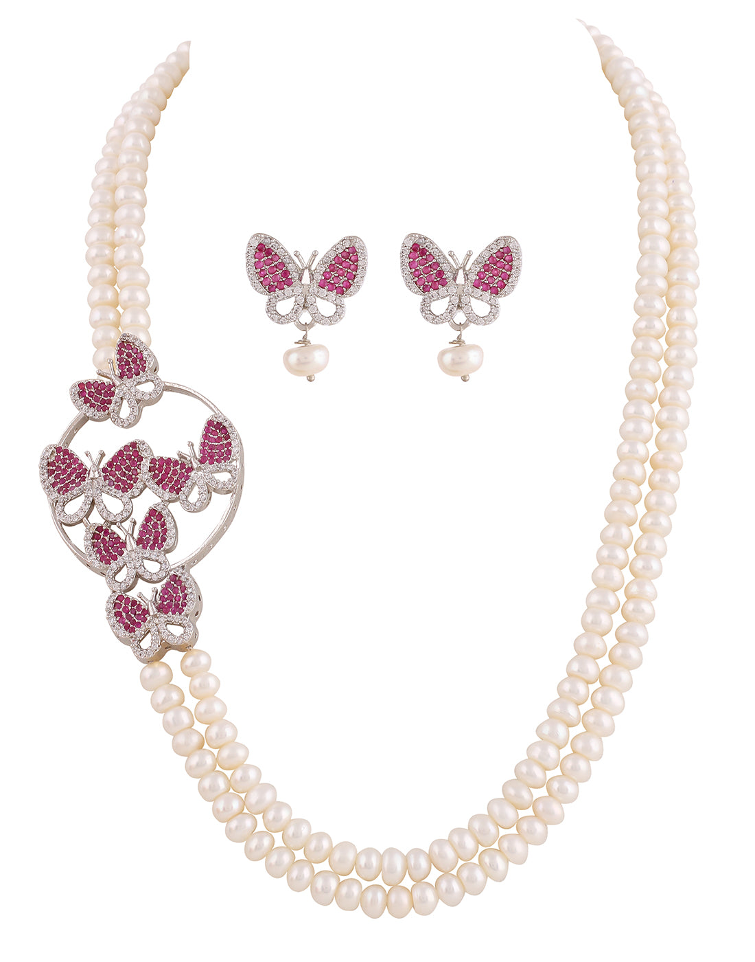 Real Natural Fresh Water Double String Pearl Set For Women With Certificate(D.No ADPRLS2006)
