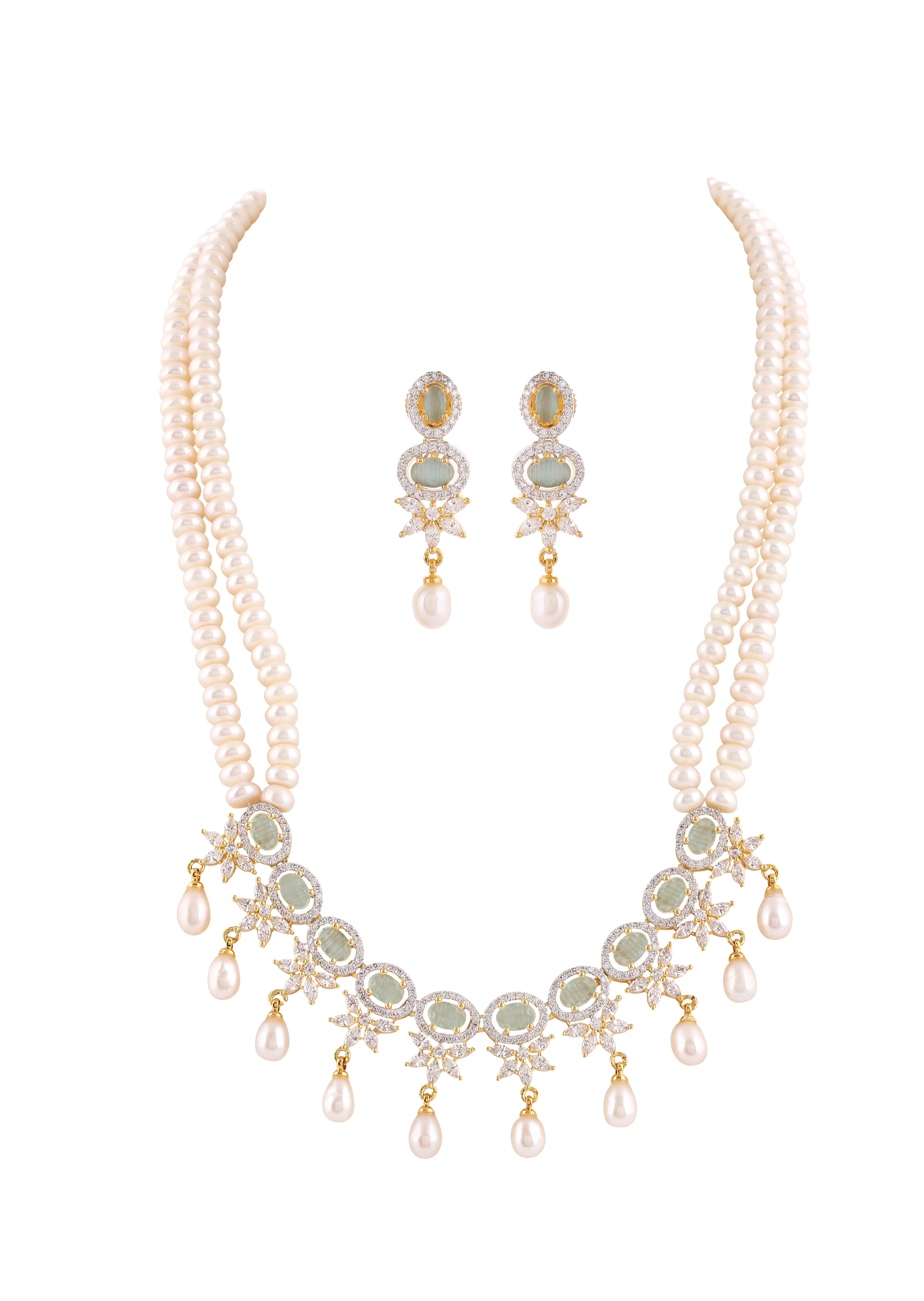 Real Natural Fresh Water Double String Pearl Set With Certificate For Women (D.No ADPRLS2042)
