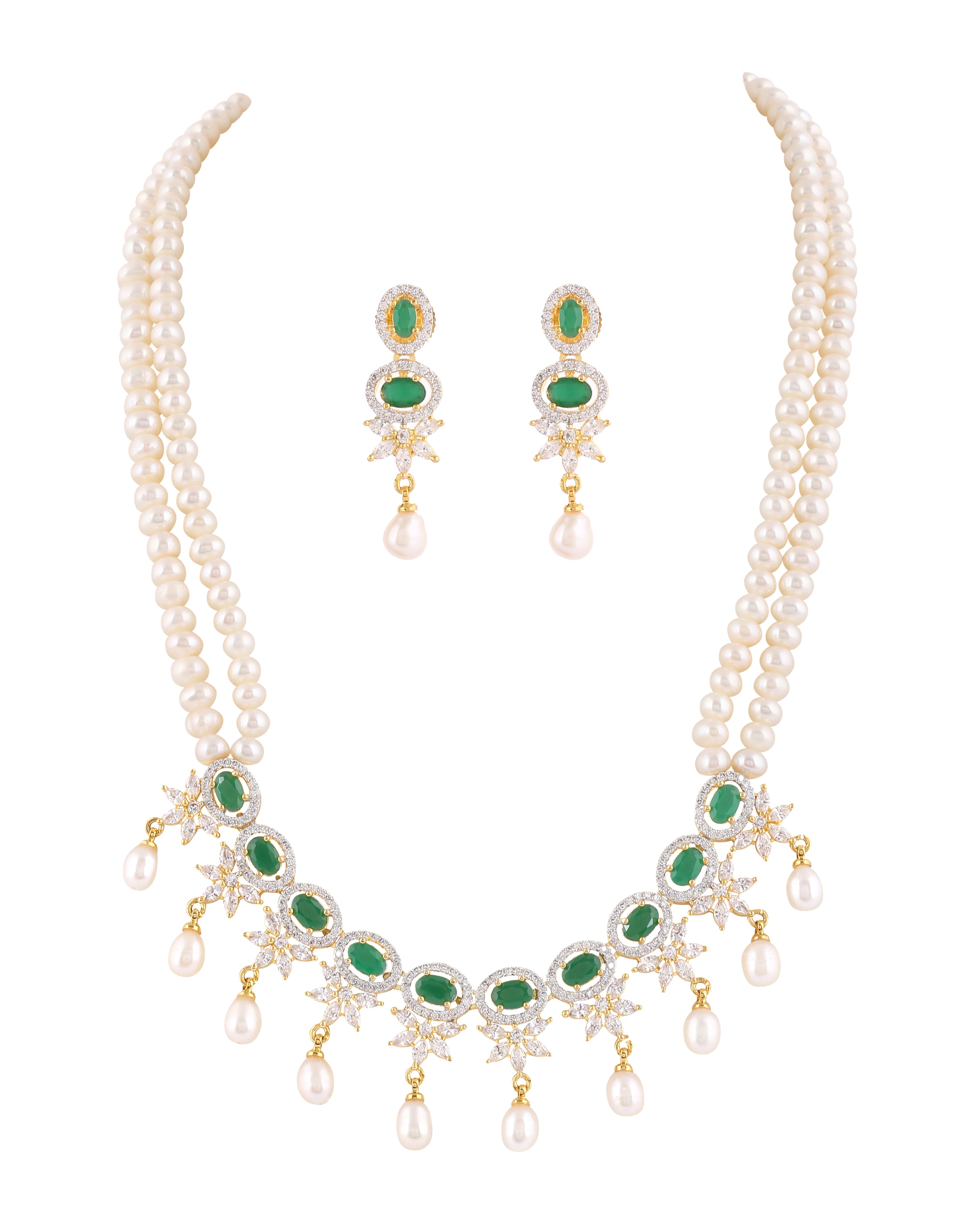 Real Natural Fresh Water Double String Pearl Set With Certificate For Women (D.No ADPRLS2046)