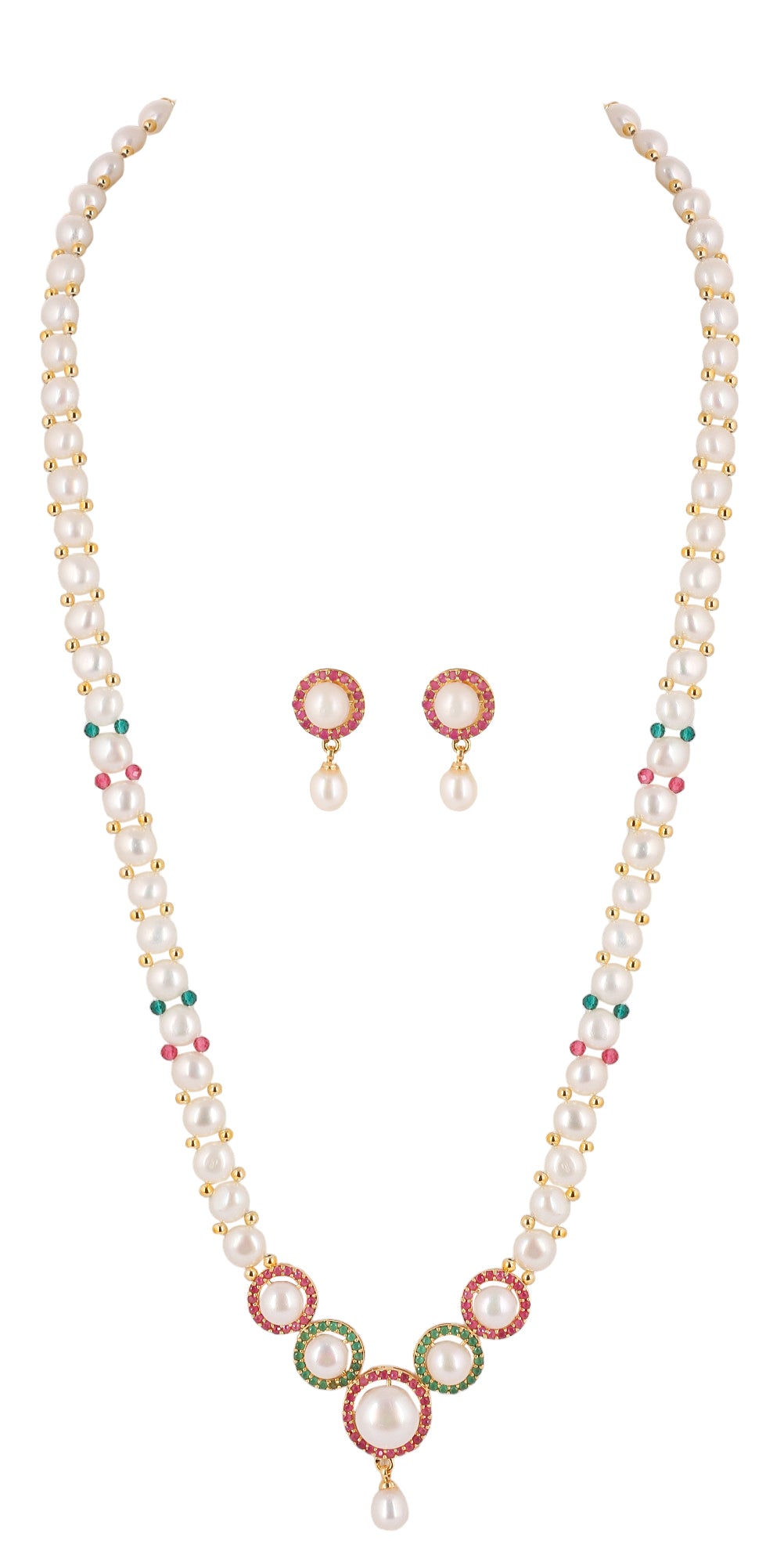 Real Natural Fresh Water Button Pearl Set For Women With Certificate(D.No ADPRLS2077)