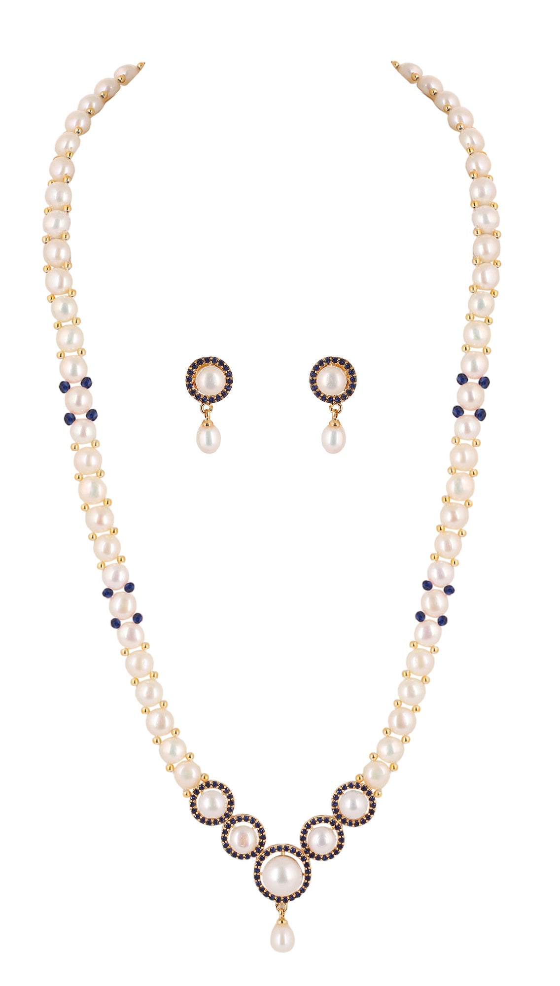 Real Natural Fresh Water Button Pearl Set For Women With Certificate(D.No ADPRLS2078)