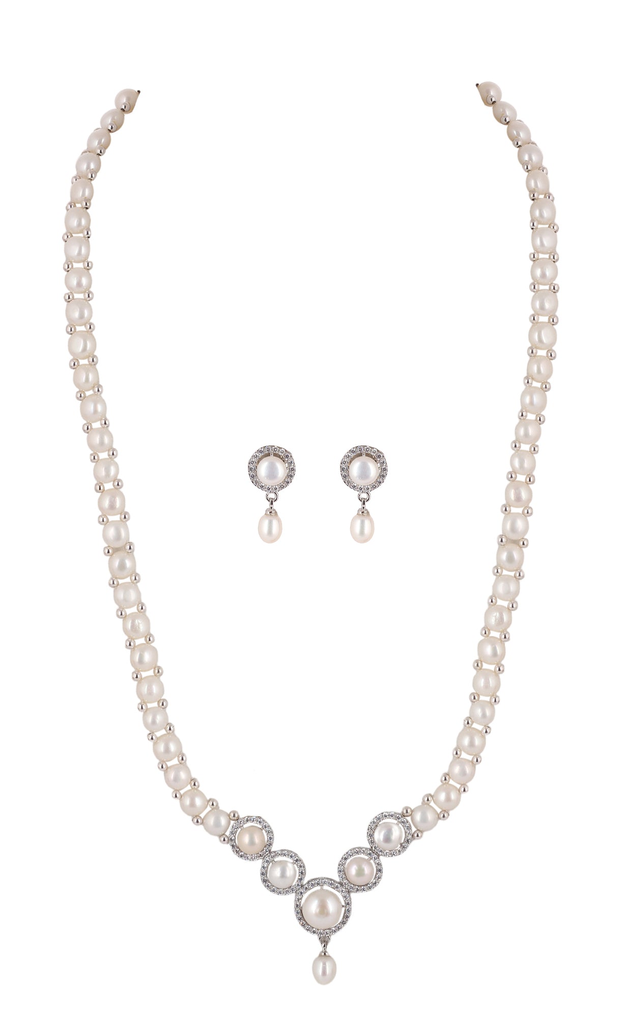 Real Natural Fresh Water Button Pearl Set For Women With Certificate(D.No ADPRLS2080)