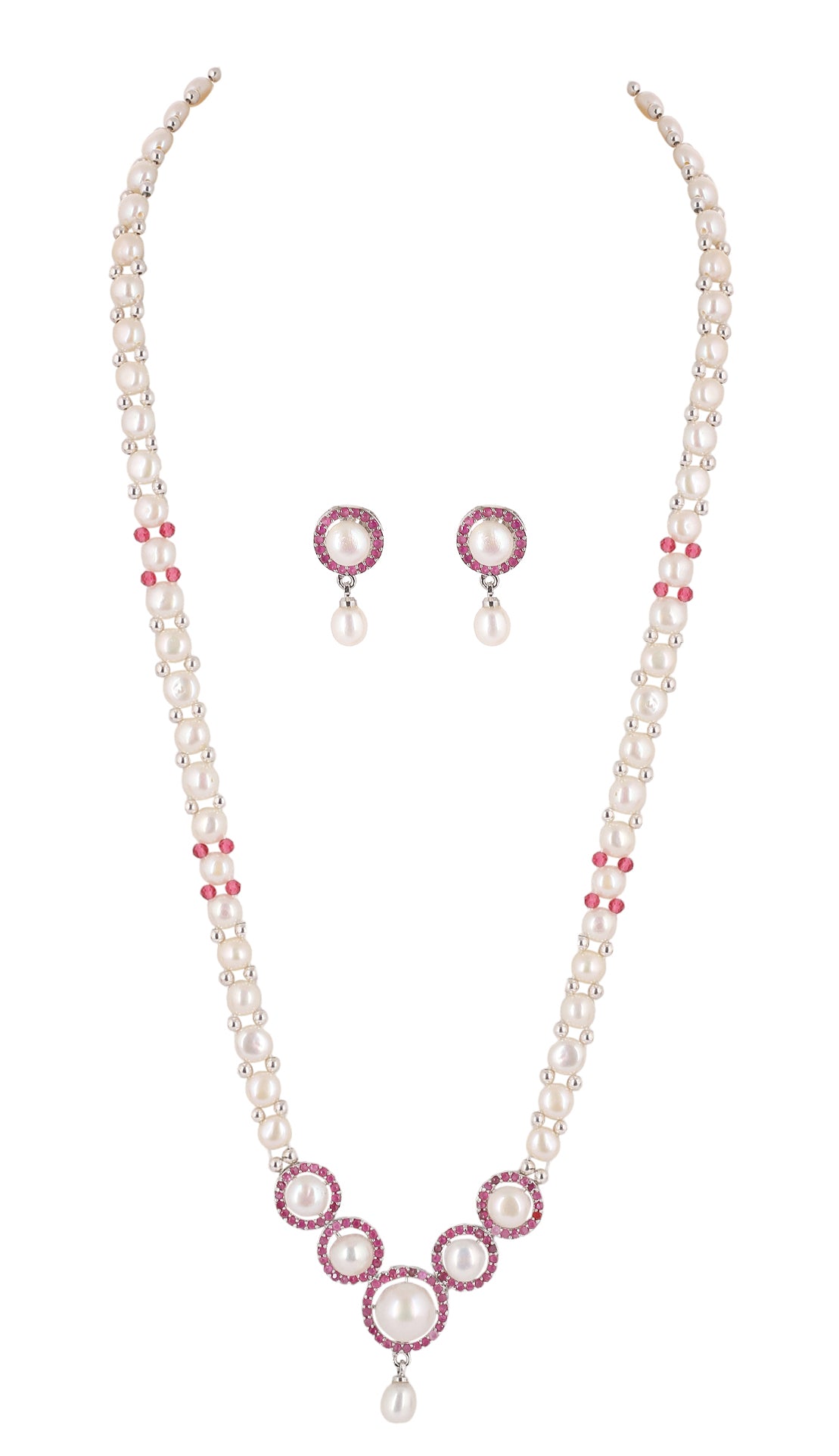 Real Natural Fresh Water Button Pearl Set For Women With Certificate(D.No ADPRLS2081)