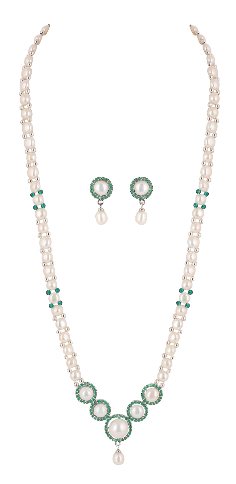 Real Natural Fresh Water Button Pearl Set For Women With Certificate(D.No ADPRLS2082)