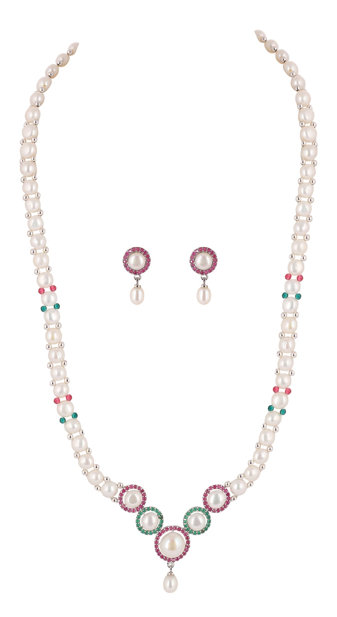 Real Natural Fresh Water Button Pearl Set For Women With Certificate(D.No ADPRLS2084)