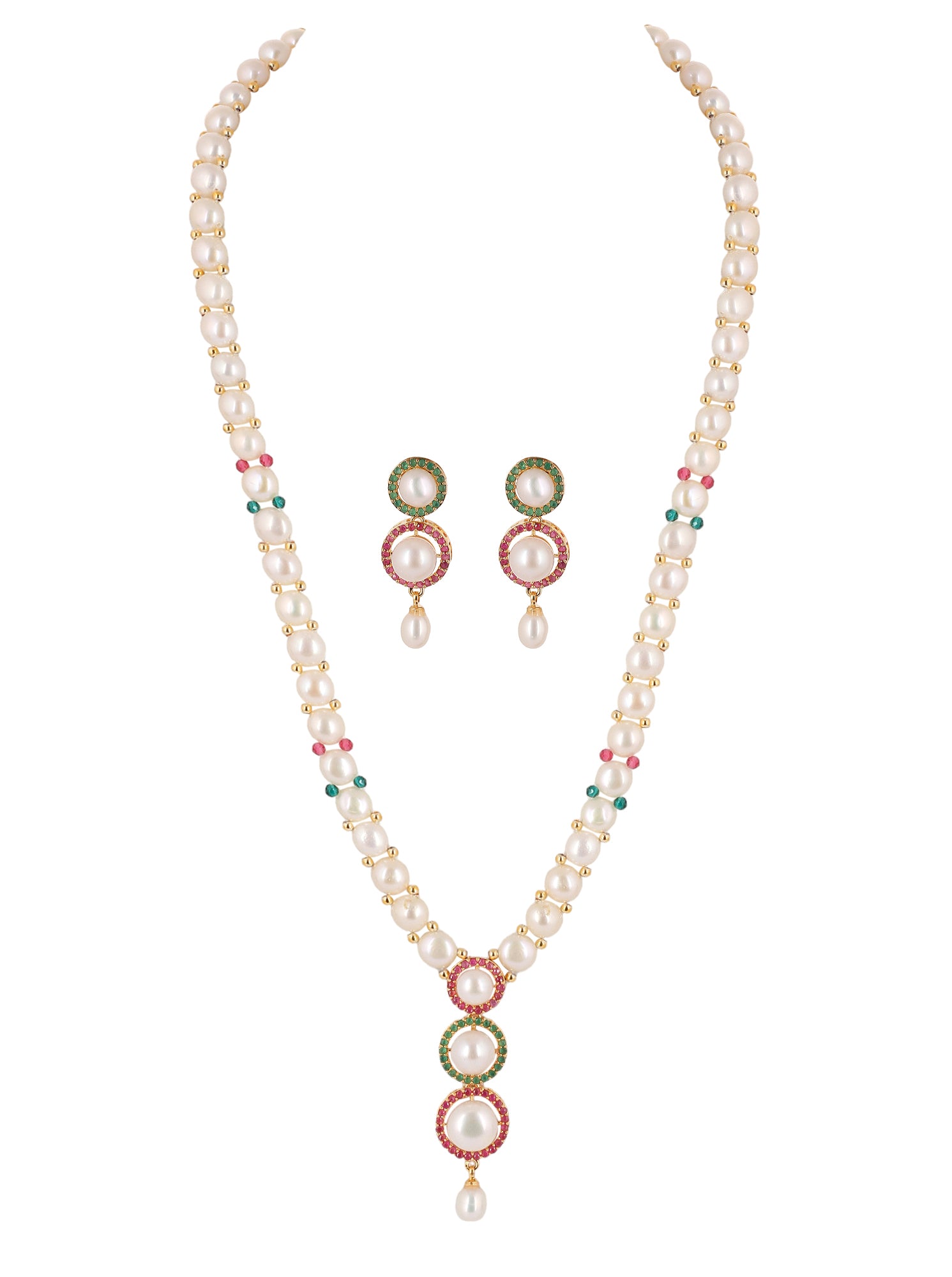 Real Natural Fresh Water Button Pearls Set For Women With Certificate(D.No ADPRLS2087)