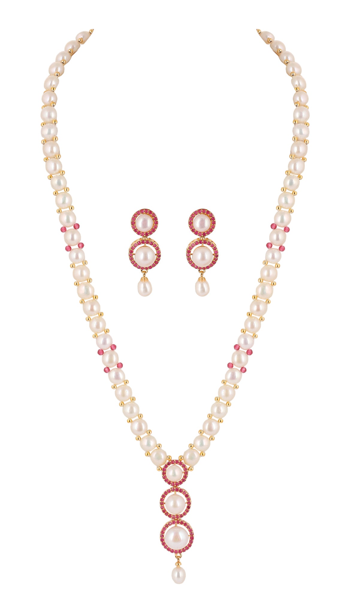 Real Natural Fresh Water Button Pearls Set For Women With Certificate(D.No ADPRLS2088)