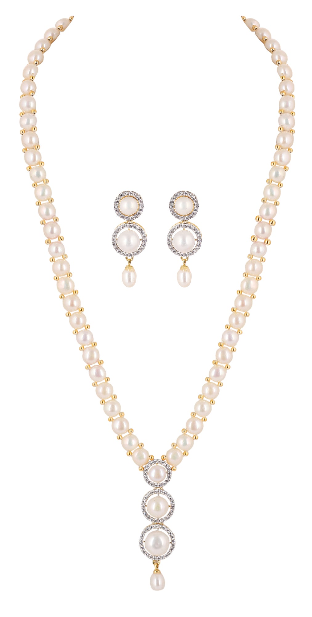Real Natural Fresh Water Button Pearls Set For Women With Certificate(D.No ADPRLS2089)