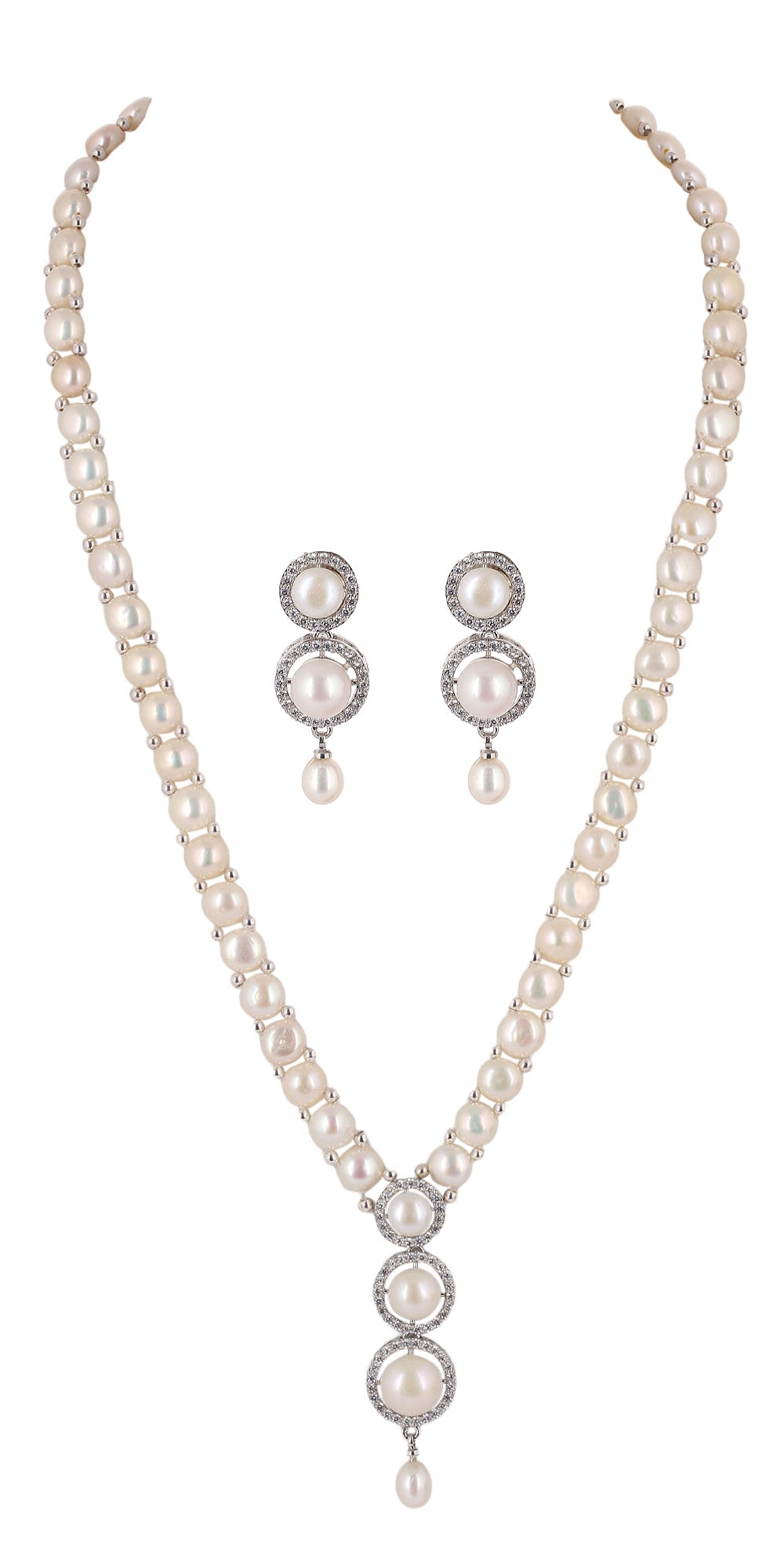 Real Natural Fresh Water Button Pearls Set For Women With Certificate(D.No ADPRLS2090)