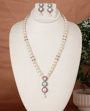 Real Natural Fresh Water Button Pearls Set For Women With Certificate