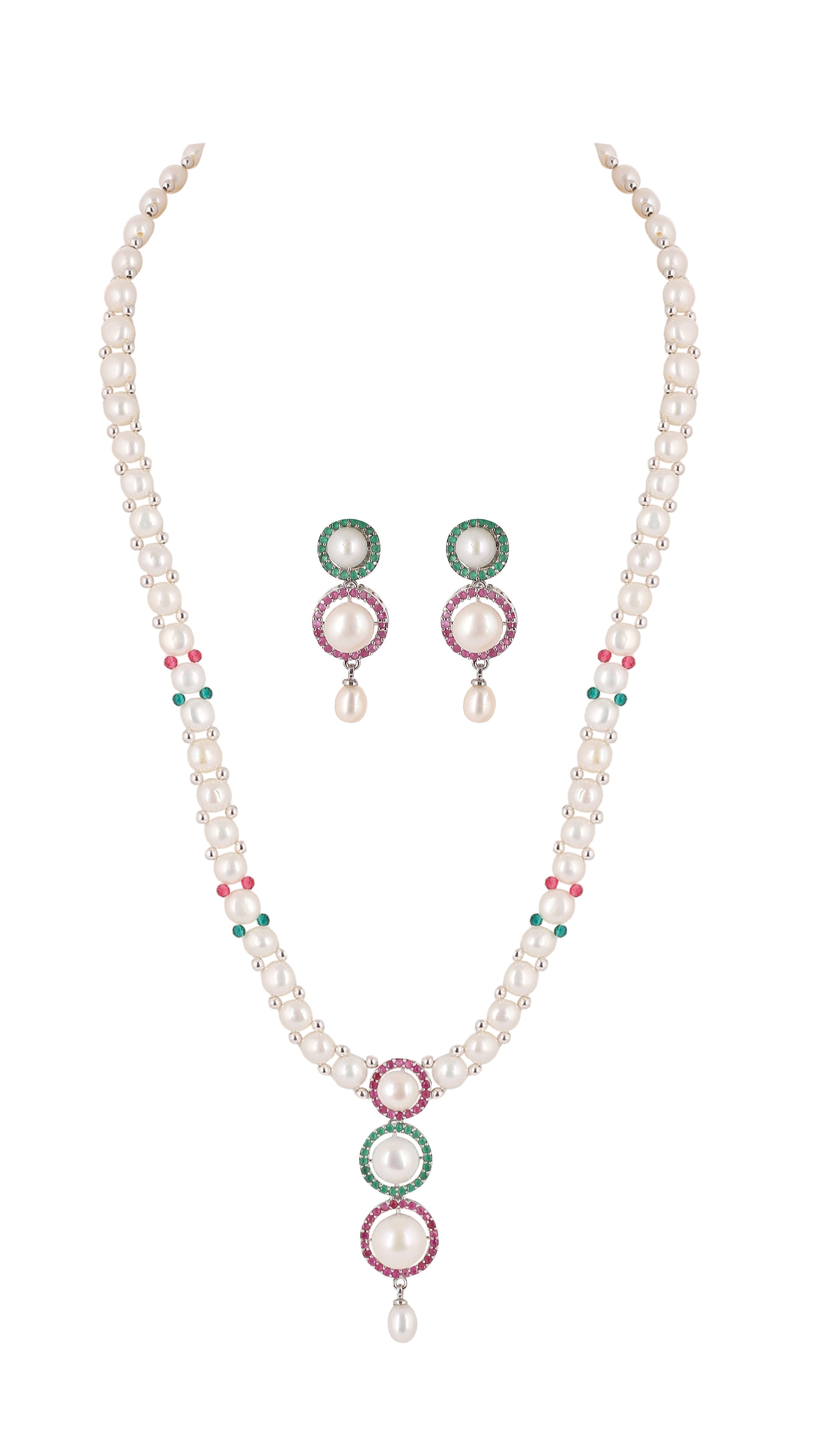 Real Natural Fresh Water Button Pearls Set For Women With Certificate(D.No ADPRLS2091)