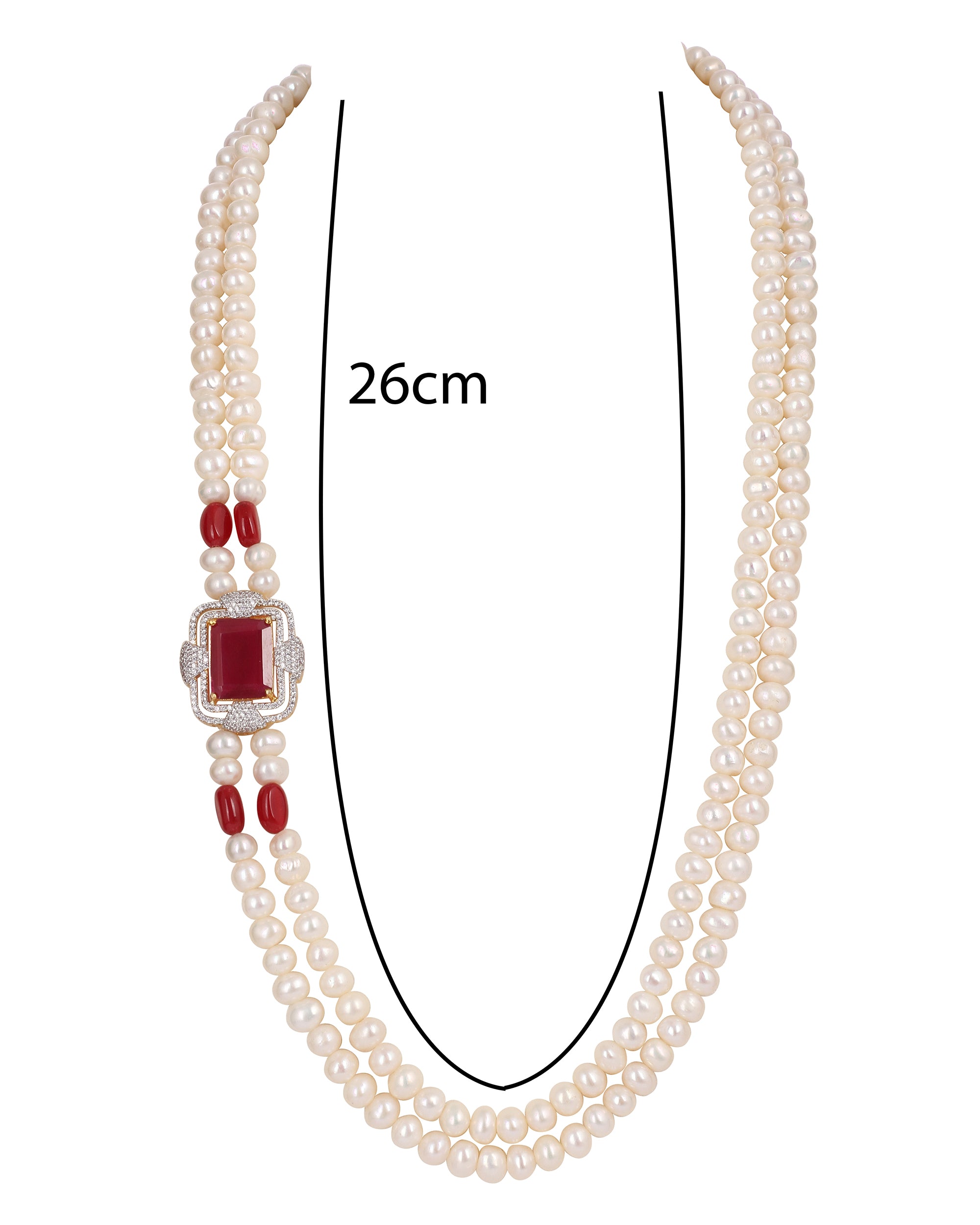 Real Natural Fresh Water Double String Pearl Set With Certificate