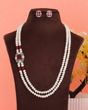 Real Natural Fresh Water Double String Pearl Set With Certificate