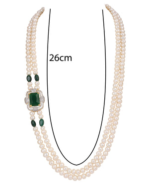Real Natural Fresh Water Double String Pearl Set With Certificate