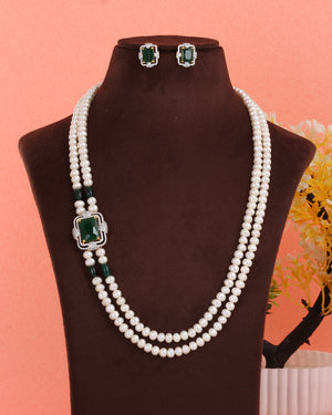 Real Natural Fresh Water Double String Pearl Set With Certificate