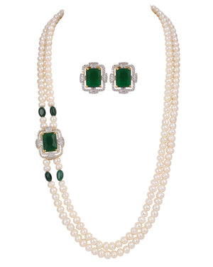 Real Natural Fresh Water Double String Pearl Set With Certificate