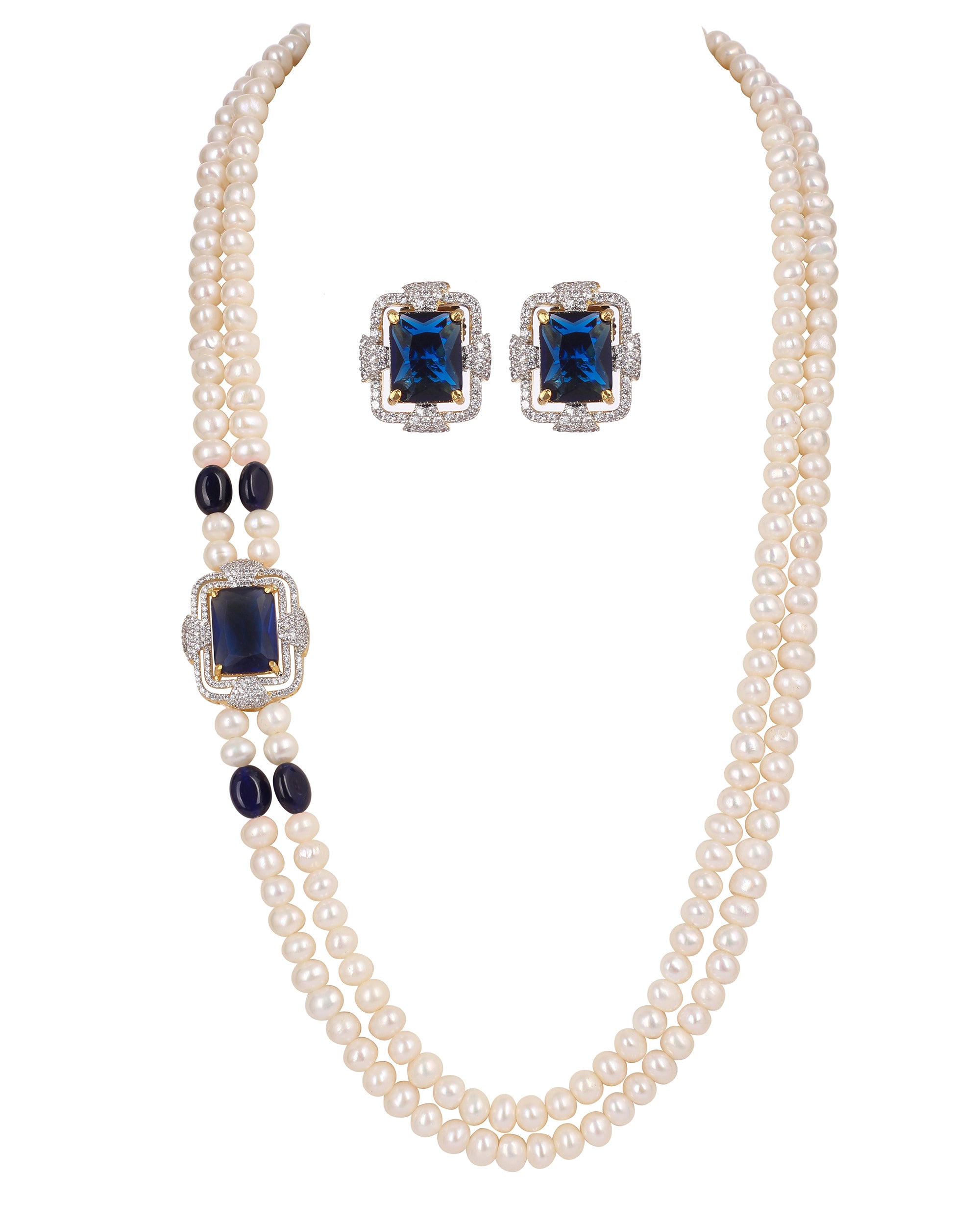 Real Natural Fresh Water Double String Pearl Set With Certificate