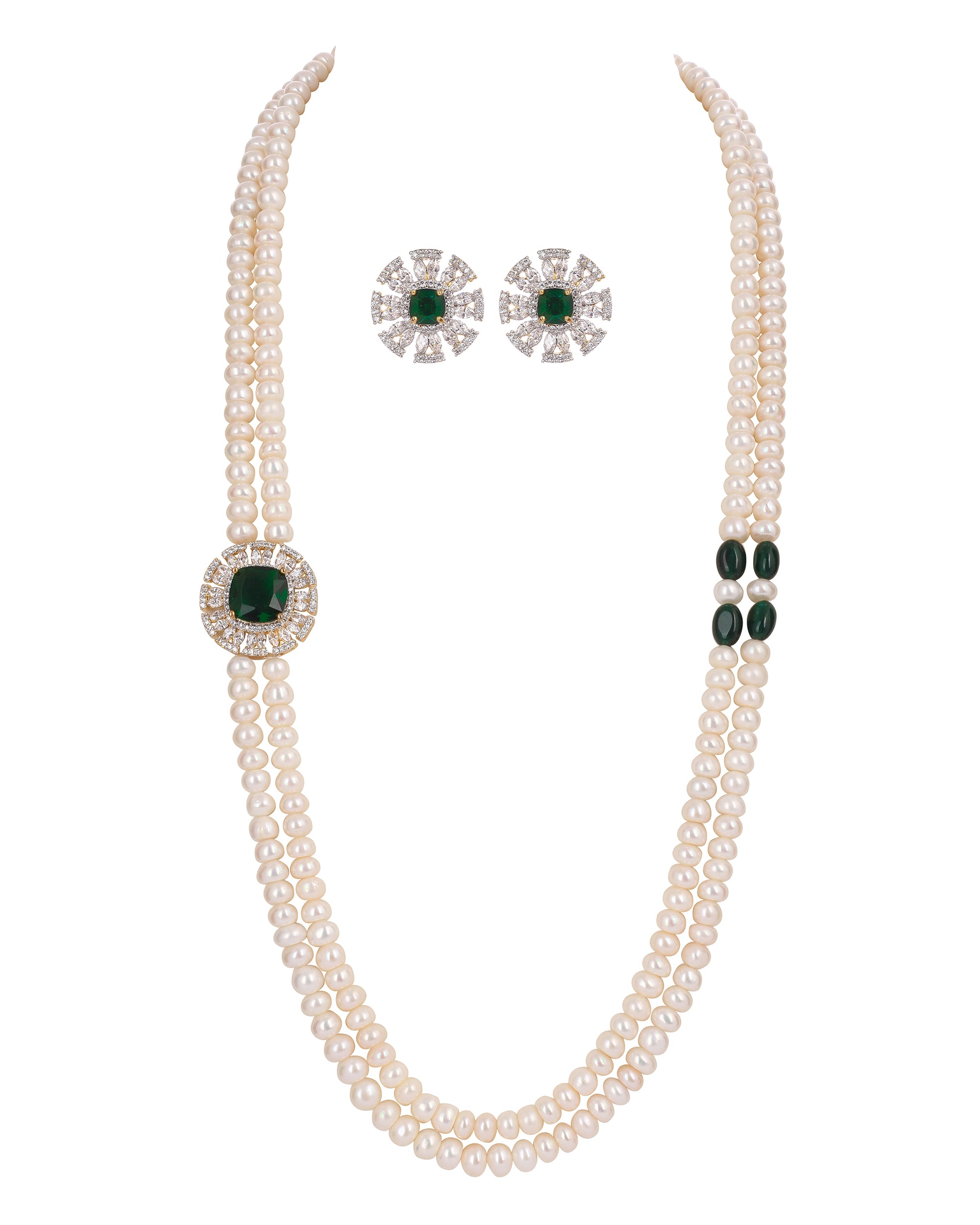 Real Natural Fresh Water Double String Pearl Set With Certificate