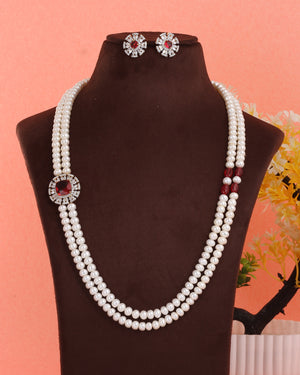 Real Natural Fresh Water Double String Pearl Set With Certificate