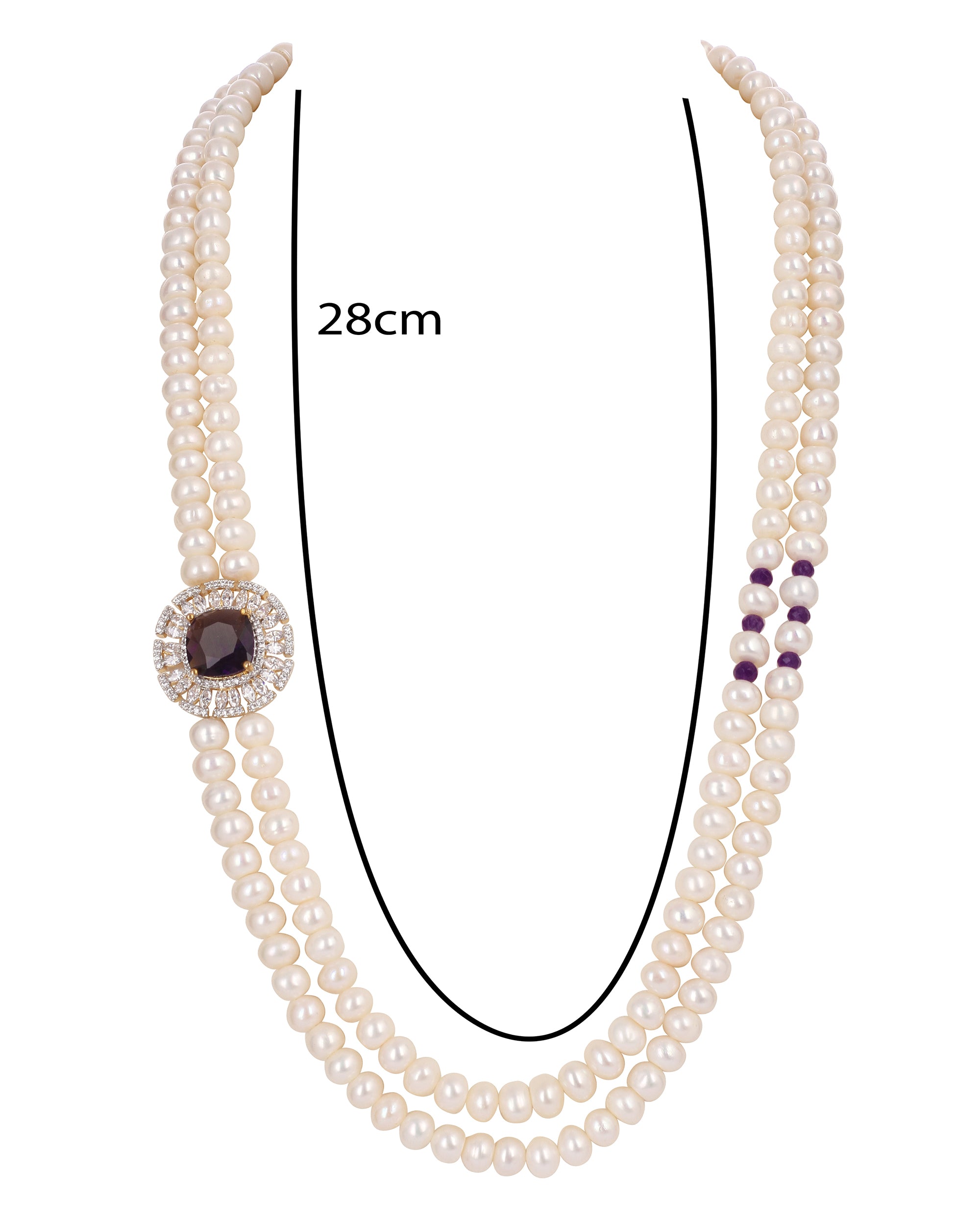 Real Natural Fresh Water Double String Pearl Set With Certificate