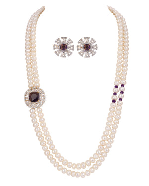 Real Natural Fresh Water Double String Pearl Set With Certificate