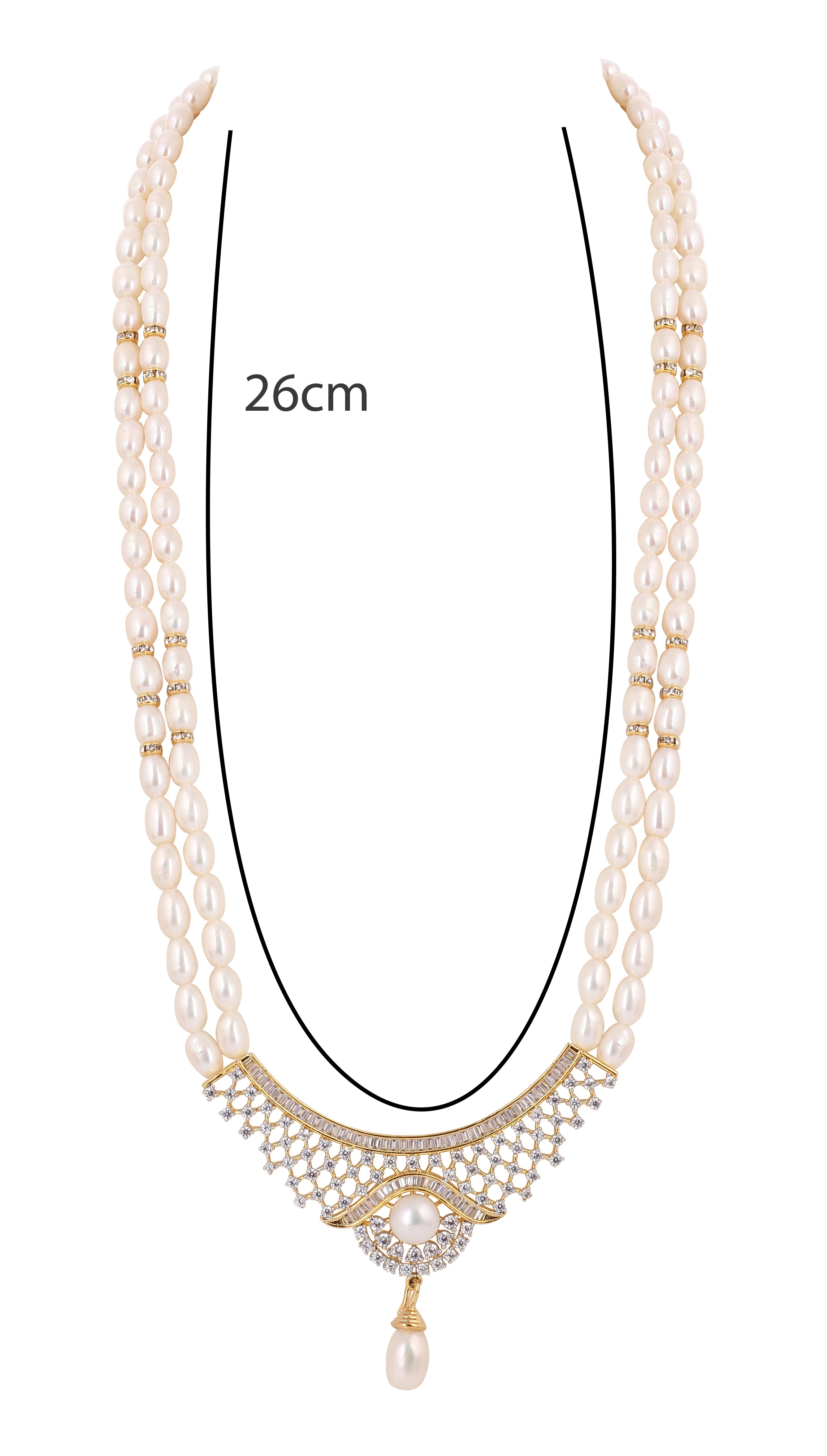 Real Natural Fresh Water Double String Pearls Set For Women With Certificate