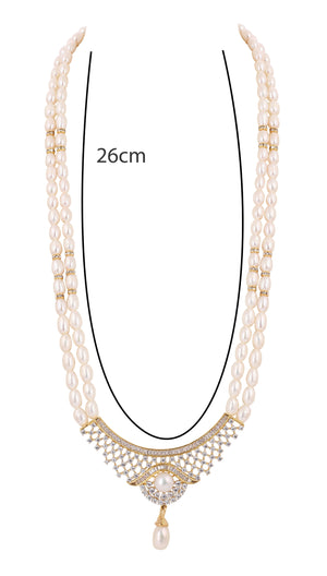 Real Natural Fresh Water Double String Pearls Set For Women With Certificate