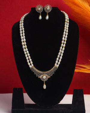 Real Natural Fresh Water Double String Pearls Set For Women With Certificate