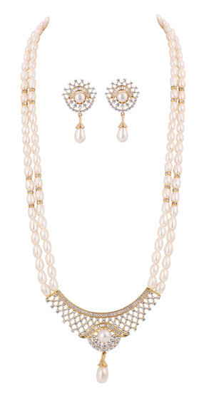 Real Natural Fresh Water Double String Pearls Set For Women With Certificate