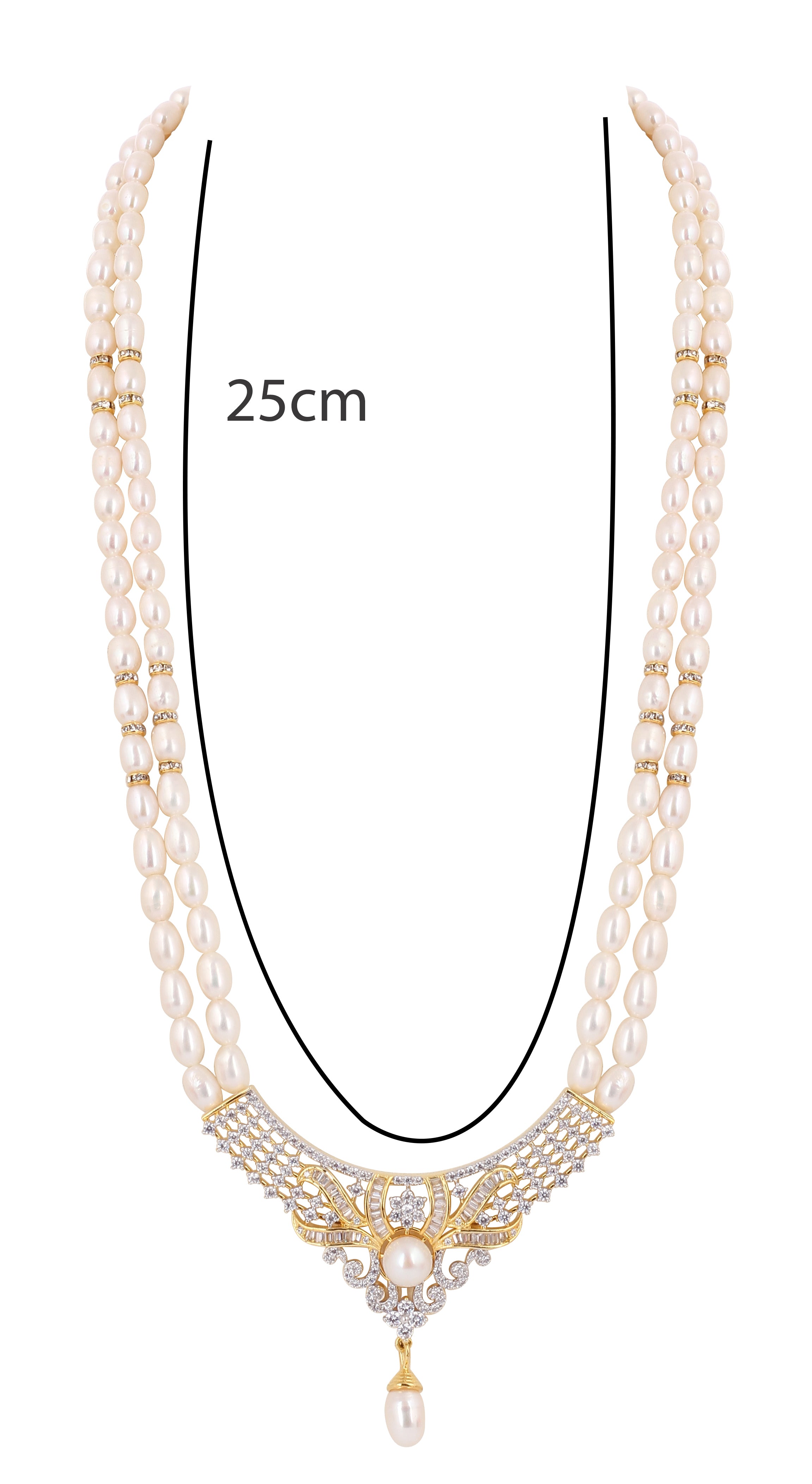 Real Natural Fresh Water Double String Pearls Set For Women With Certificate