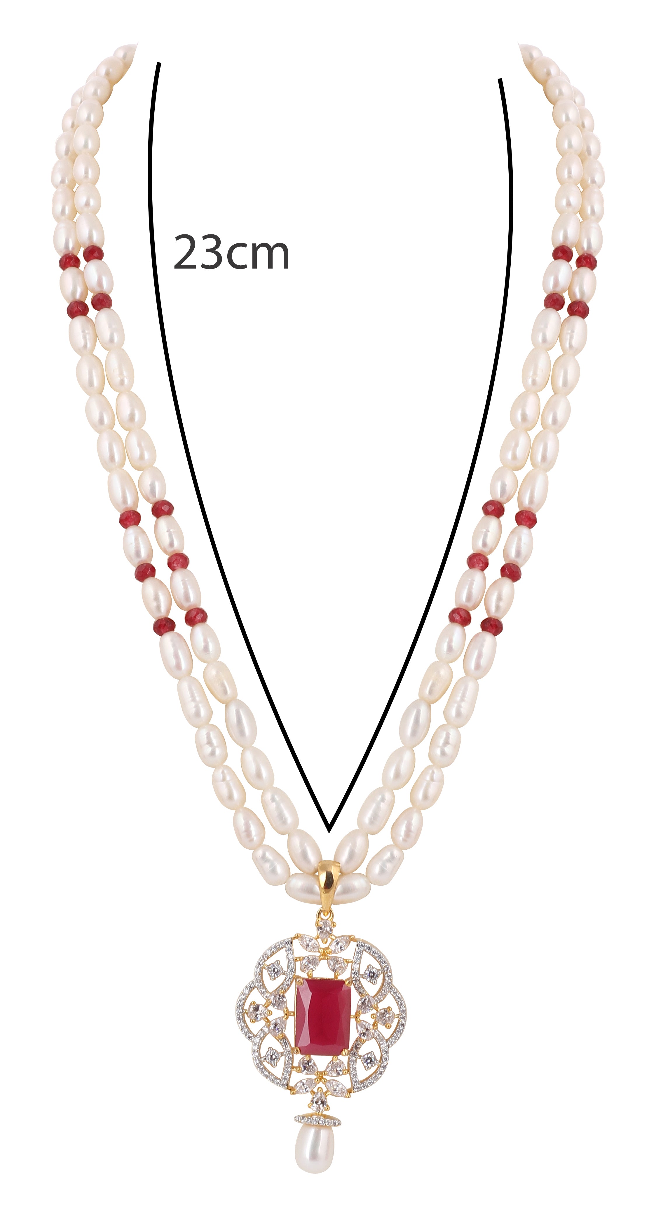 Real Natural Fresh Water Double String Pearls Set For Women With Certificate