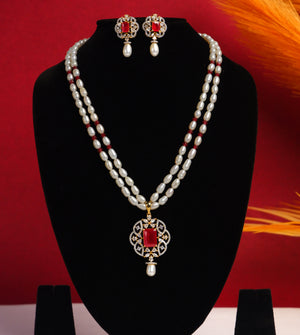 Real Natural Fresh Water Double String Pearls Set For Women With Certificate