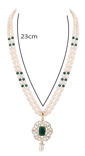 Real Natural Fresh Water Double String Pearls Set For Women With Certificate