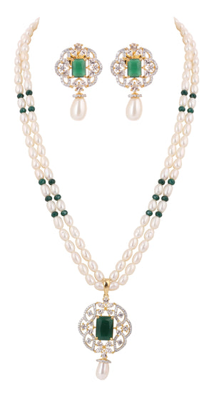 Real Natural Fresh Water Double String Pearls Set For Women With Certificate