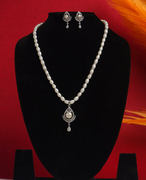 Real Natural Fresh Water Single String Pearls Set For Women With Certificate