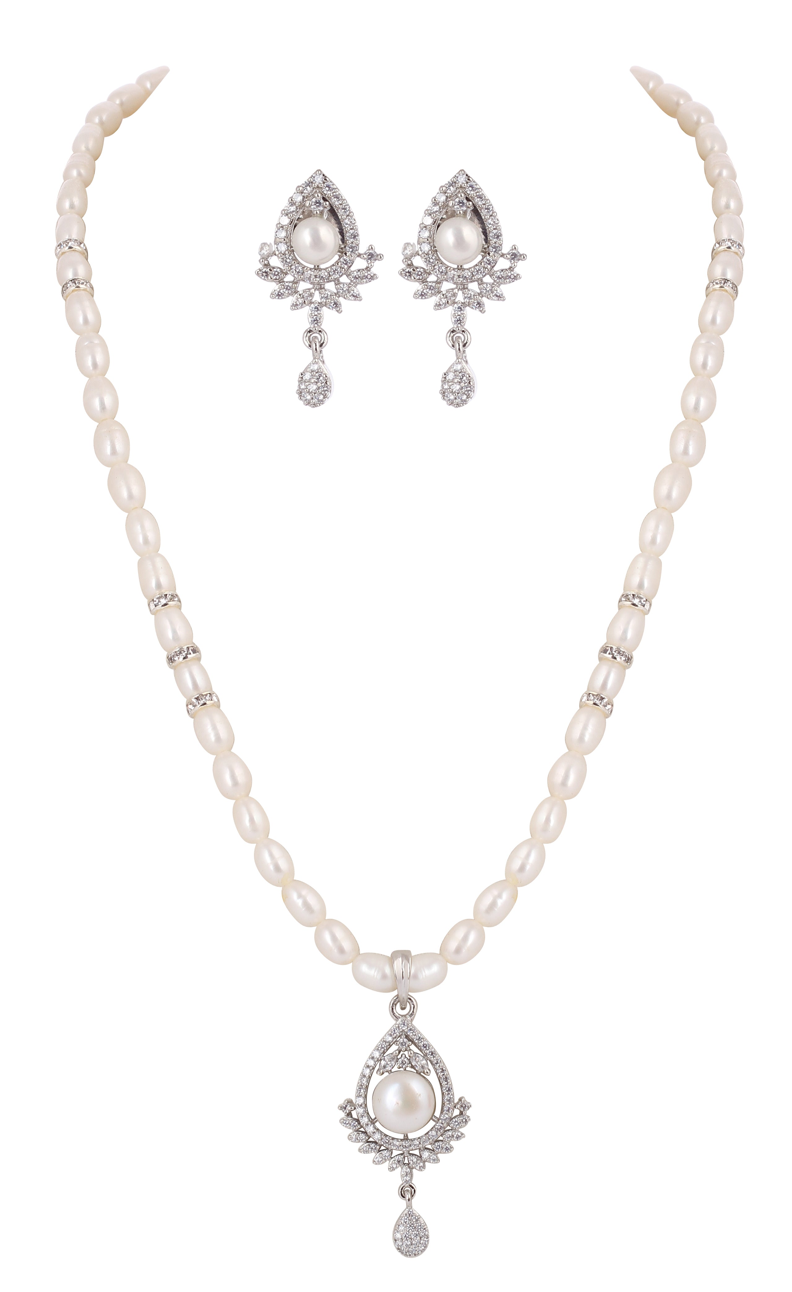 Real Natural Fresh Water Single String Pearls Set For Women With Certificate
