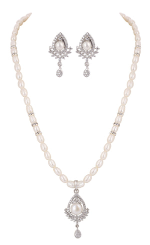 Real Natural Fresh Water Single String Pearls Set For Women With Certificate