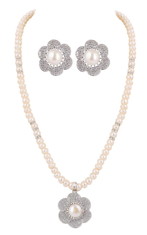 Real Natural Fresh Water Single String Pearls Set For Women With Certificate
