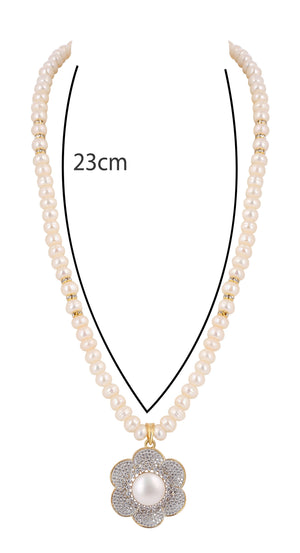 Real Natural Fresh Water Single String Pearls Set For Women With Certificate