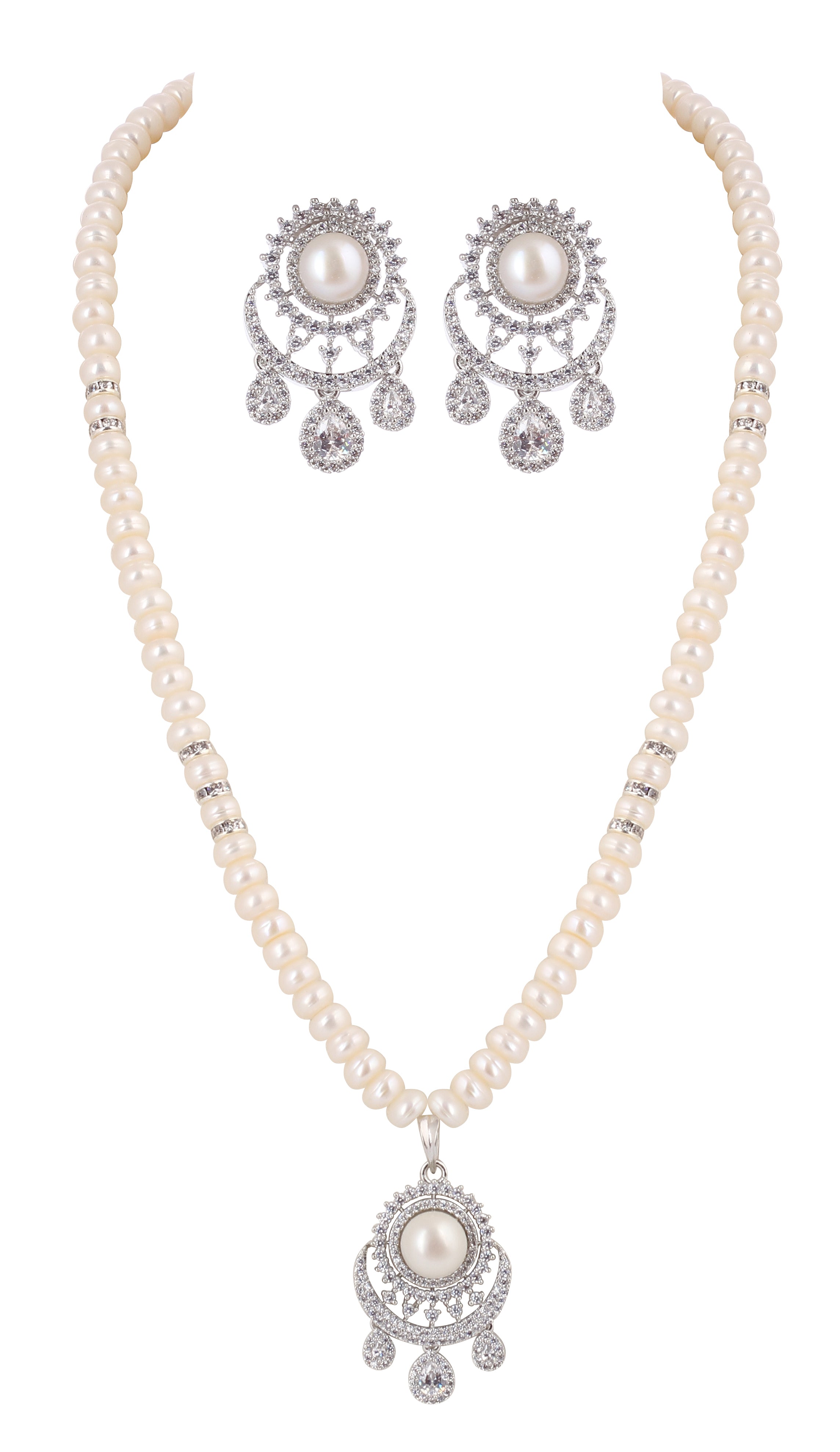 Real Natural Fresh Water Single String Pearls Set For Women With Certificate