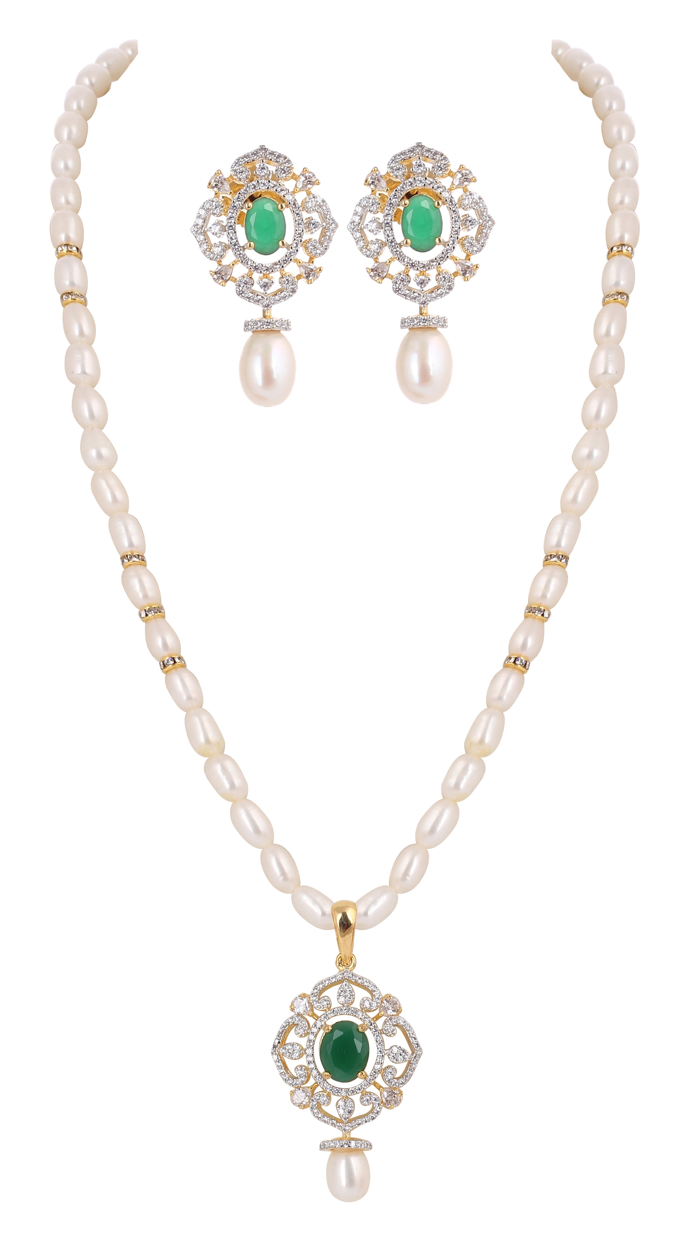Real Natural Fresh Water Single String Pearls Set For Women With Certificate(D.No ADPRLS2125)