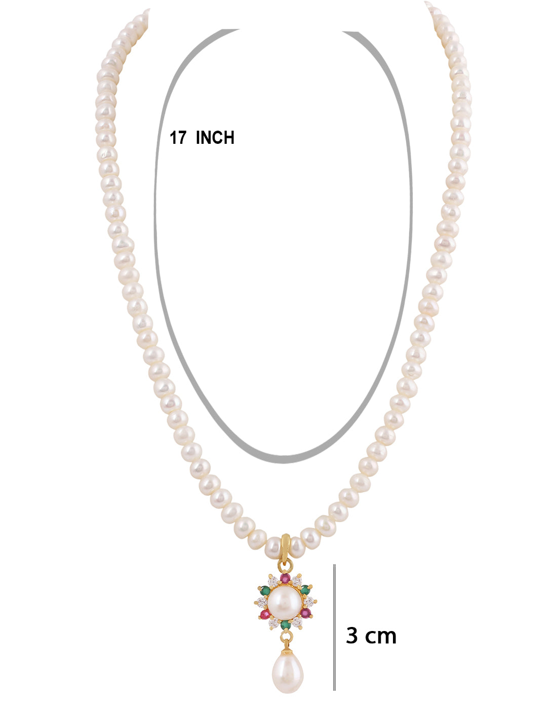 Natural Fresh Water Real Single String Pearl Set With Certificate(D.No ADPRLS215)