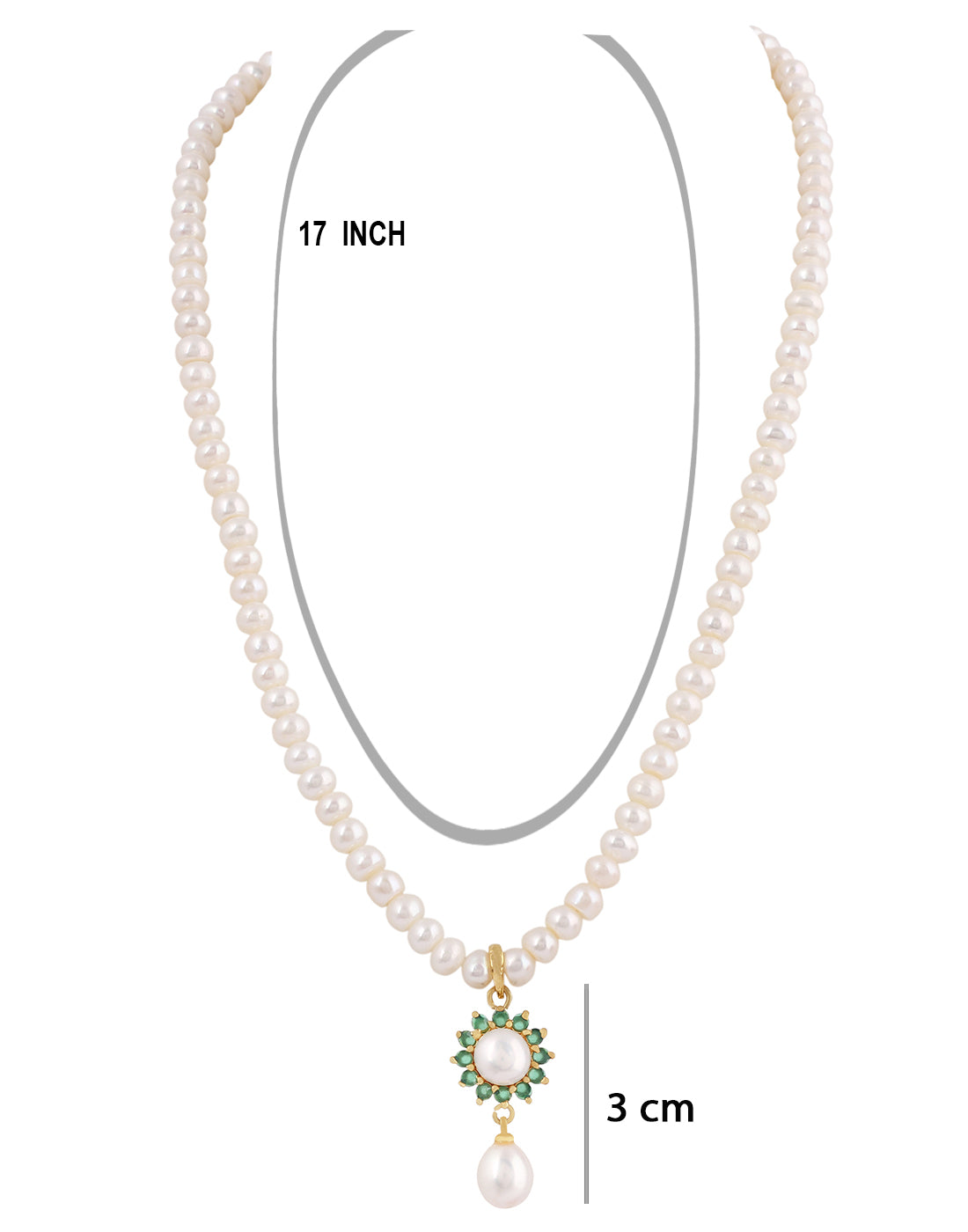 Natural Fresh Water Real Single String Pearl Set With Certificate(D.No ADPRLS216)